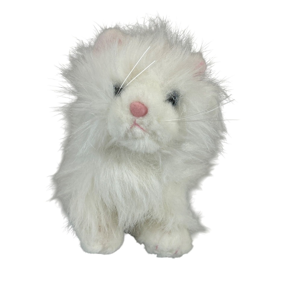 GANZ White Persian Cat 10" Plush‎ Webkinz Pink Bow Long Hair